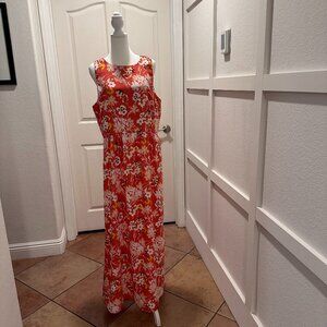 Loft Outlet Women's Orange w/Multicolor Floral Maxi Dress Size 14P